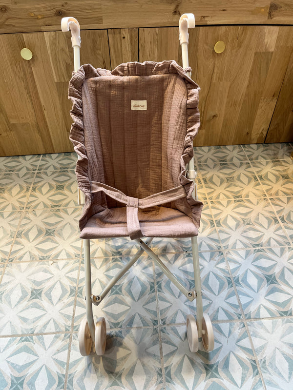 Poussette poupée à volants moka MINIKANE