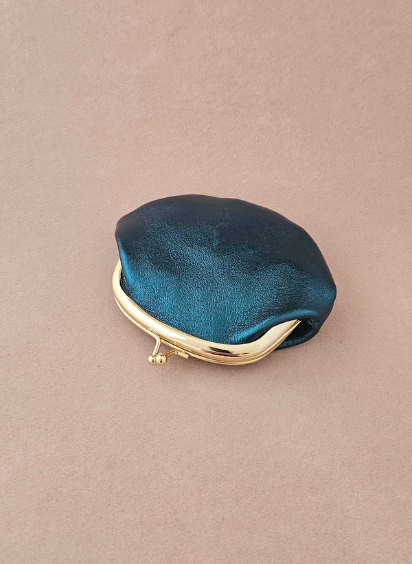 Bourse fermoir cuir rétro: Mauve