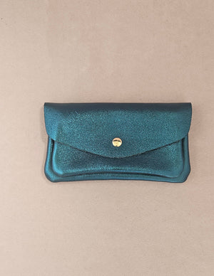 Porte monnaie cuir vachette double poches Kangourou: Doré