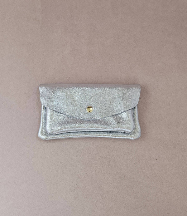 Porte monnaie cuir vachette double poches Kangourou: Homard