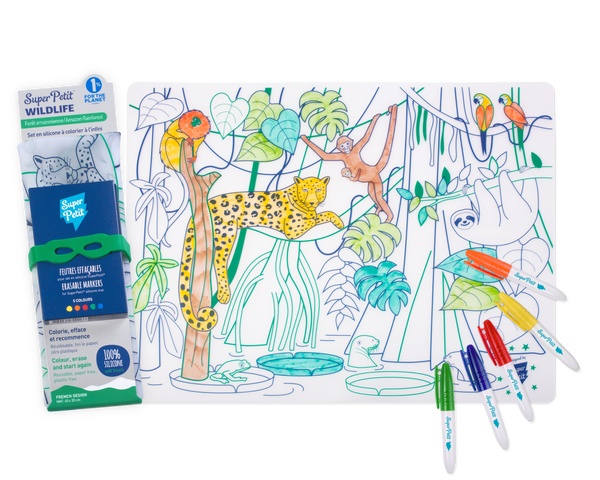 Coloriage éducatif-Set en silicone AMAZONIA 5 feutres inclus