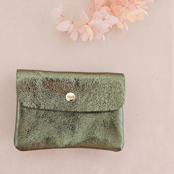 Porte-monnaie cuir vachette métallisé Kangoo: Rose fonçé
