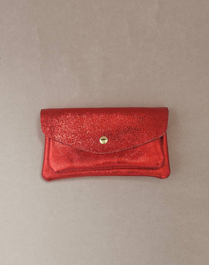 Porte monnaie cuir vachette double poches Kangourou: Fuxia