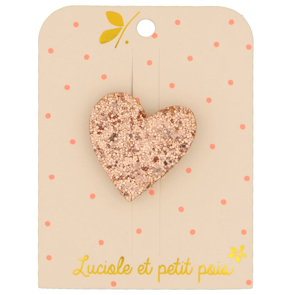 Broche cœur - Paillettes roses