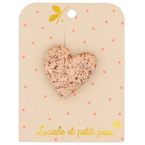 Broche cœur - Paillettes roses