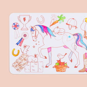 NEW Coloriage éducatif: miniPlaymat 2en1 - PONEY CLUB