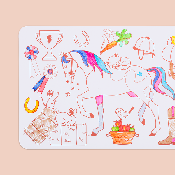 NEW Coloriage éducatif: miniPlaymat 2en1 - PONEY CLUB