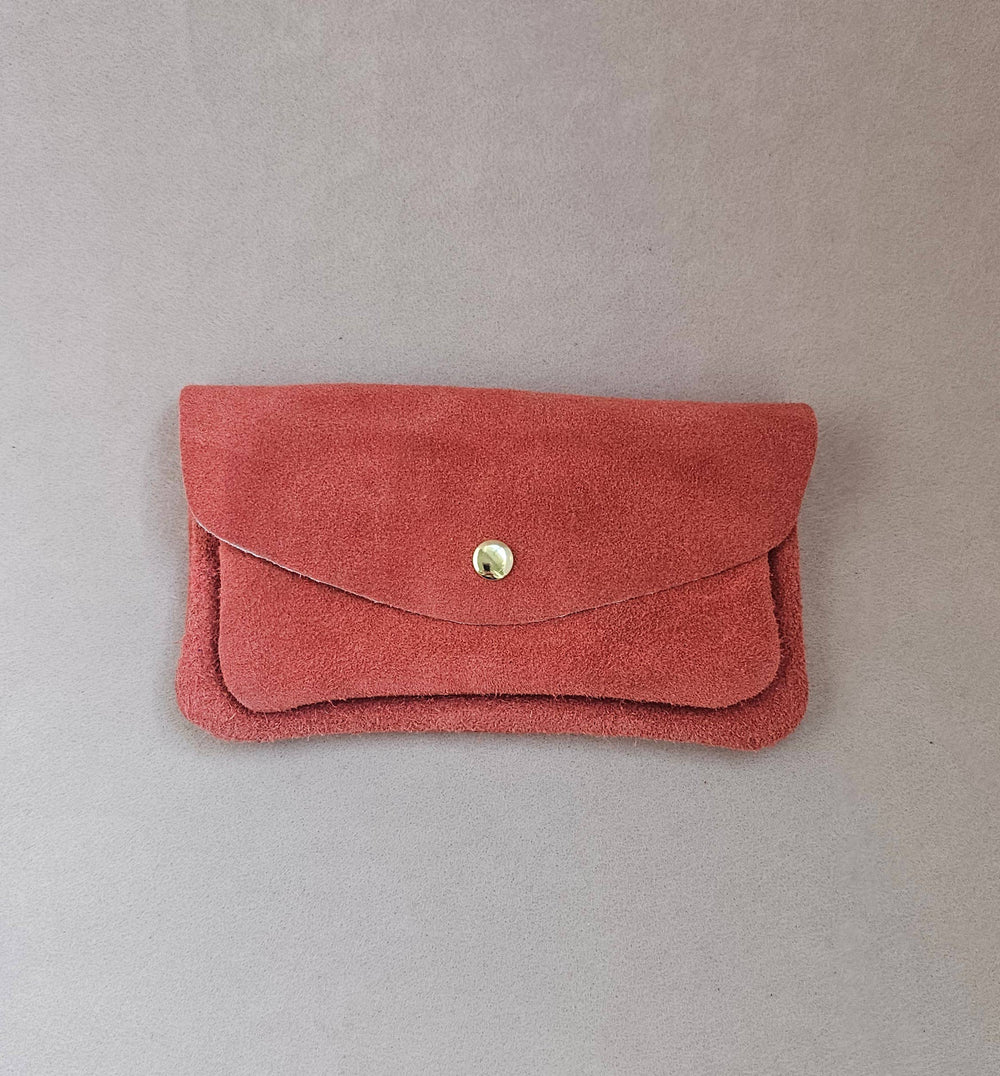 Pochette cuir effet daim - kangourou: Pasteque