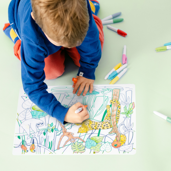 Coloriage éducatif-Set en silicone AMAZONIA 5 feutres inclus