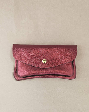 Porte monnaie cuir vachette double poches Kangourou: Doré
