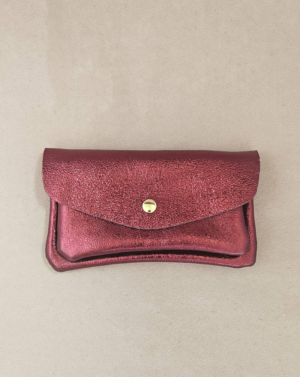 Porte monnaie cuir vachette double poches Kangourou: Bordo