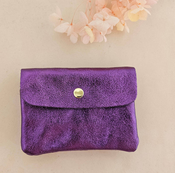 Porte-monnaie cuir  métallisé Kangoo: Violet