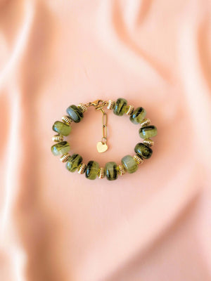 Bracelet GIGI: Vert olive / Fermoir