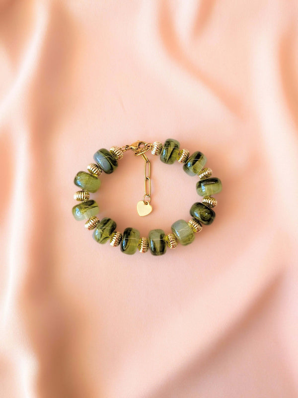 Bracelet GIGI: Vert olive / Fermoir