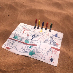 Coloriage éducatif-Set en silicone SAVANE AFRICAINE 5 feutres inclus