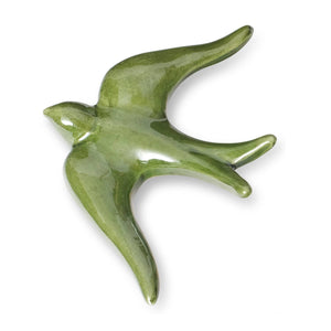 Hirondelles en céramique lisse multicolores: Vert olive