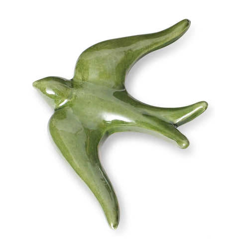 Hirondelles en céramique lisse multicolores: Vert olive