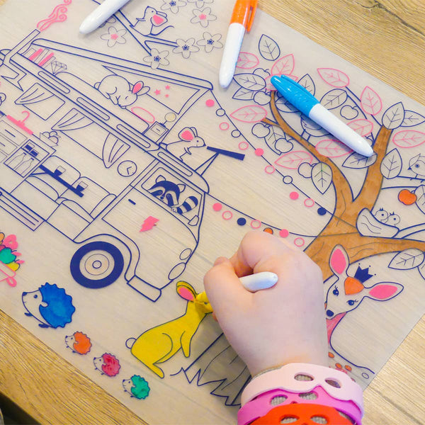 Coloriage réutilisable - Set en silicone DREAM VAN - JUIN