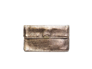 Porte monnaie cuir tout en un compact: Doré