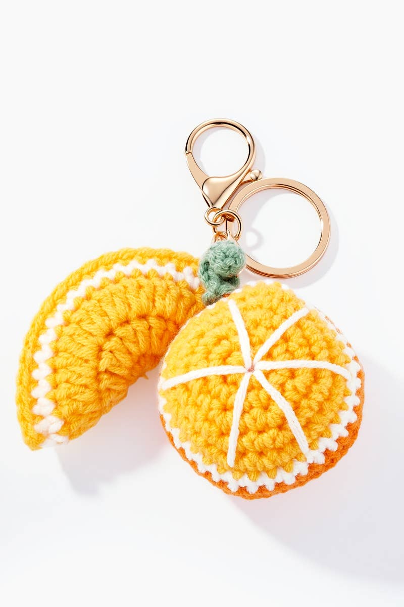 Grigri accessoires de sac Orange en crochet 8cm PC045HZ: Jaune / 100% POLYESTER
