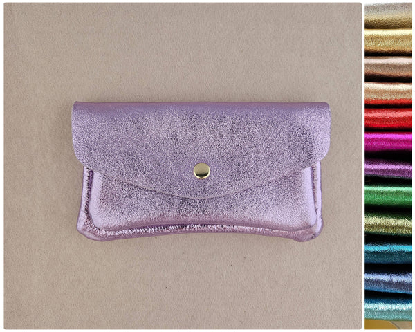 Porte monnaie cuir double poches Kangourou: Violet