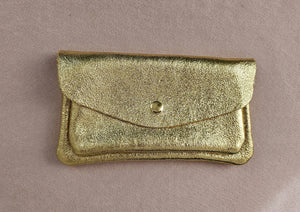 Porte monnaie cuir vachette double poches Kangourou: Acier