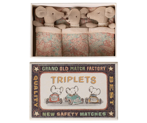 Triplés, Bébés souris dans leur boîte assortie - Vichy