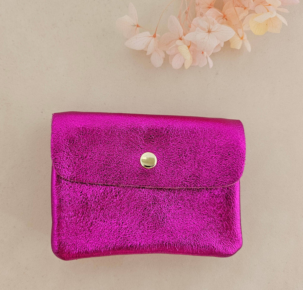 Porte-monnaie cuir  métallisé Kangoo: Fushia