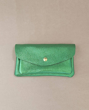 Porte monnaie cuir vachette double poches Kangourou: Doré
