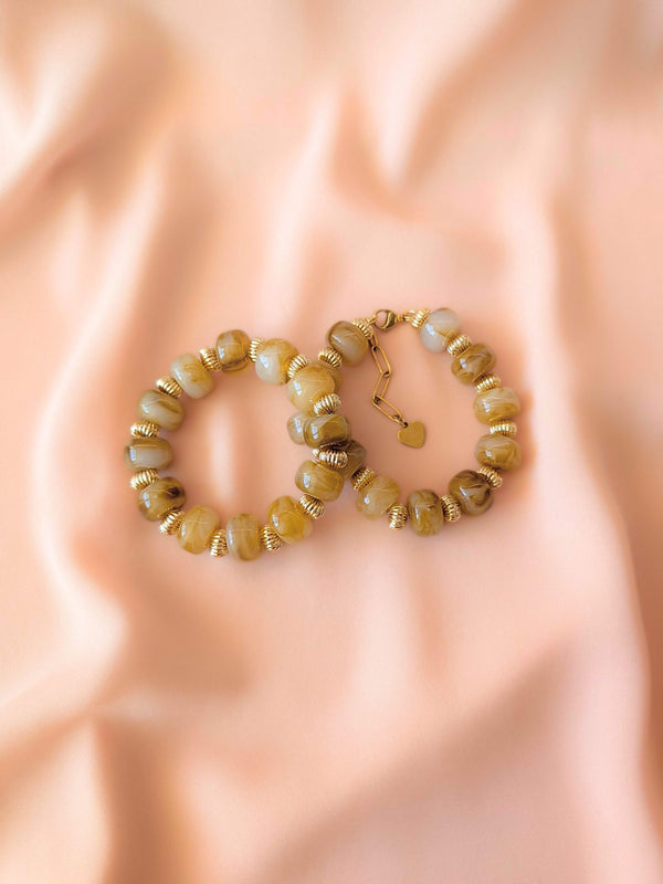 Bracelet GIGI: Vert olive / Fermoir