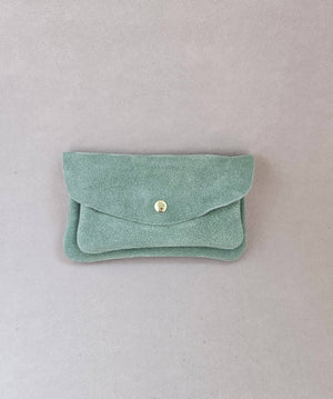 Pochette cuir effet daim - kangourou: Fuxia