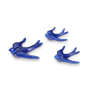 Hirondelles en céramique lisse multicolores: Bleu cobalt