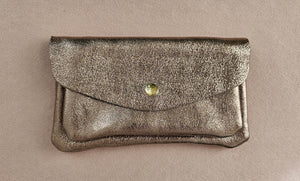 Porte monnaie cuir vachette double poches Kangourou: Acier