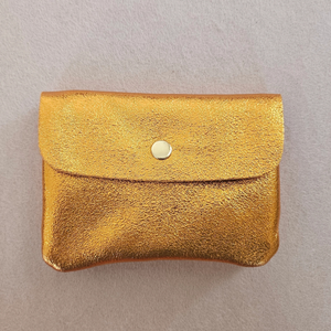 Porte-monnaie cuir vachette métallisé Kangoo: Rose fonçé