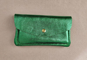 Porte monnaie cuir vachette double poches Kangourou: Marine