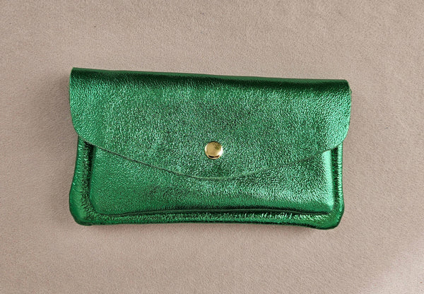 Porte monnaie cuir vachette double poches Kangourou: Nude