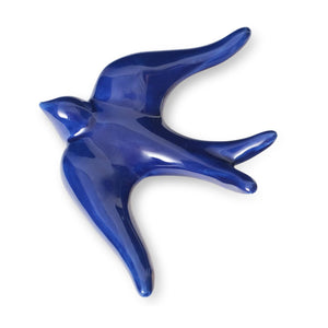 Hirondelles en céramique lisse multicolores: Bleu cobalt