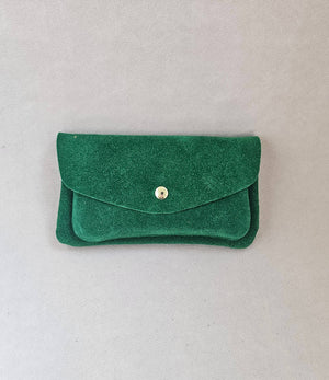 Pochette cuir effet daim - kangourou: Fuxia