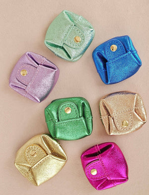 Porte monnaie carré cuir Crapaud: Doré