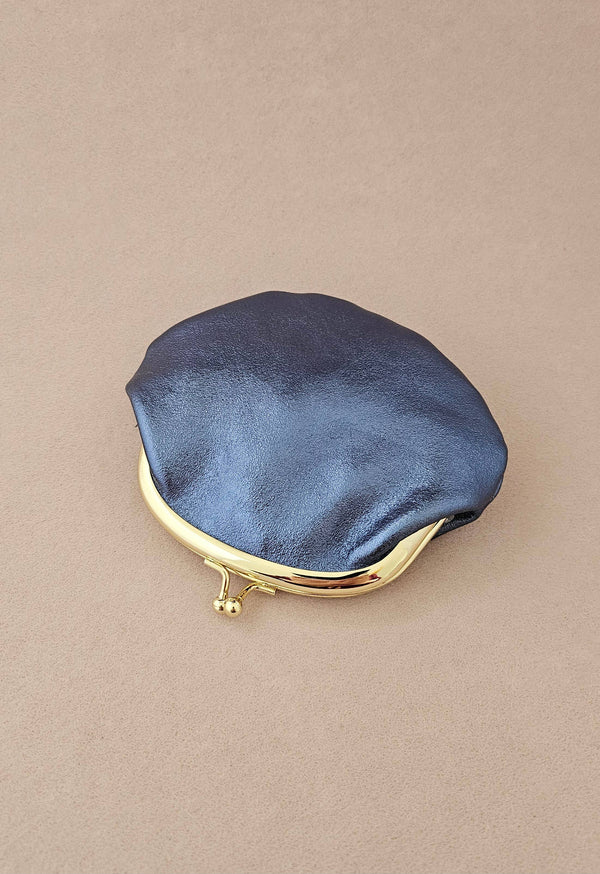 Bourse fermoir cuir rétro: Mauve