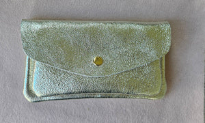 Porte monnaie cuir vachette double poches Kangourou: Acier