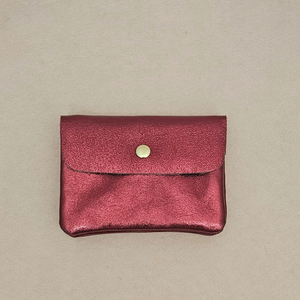 Porte-monnaie cuir vachette métallisé Kangoo: Rose fonçé