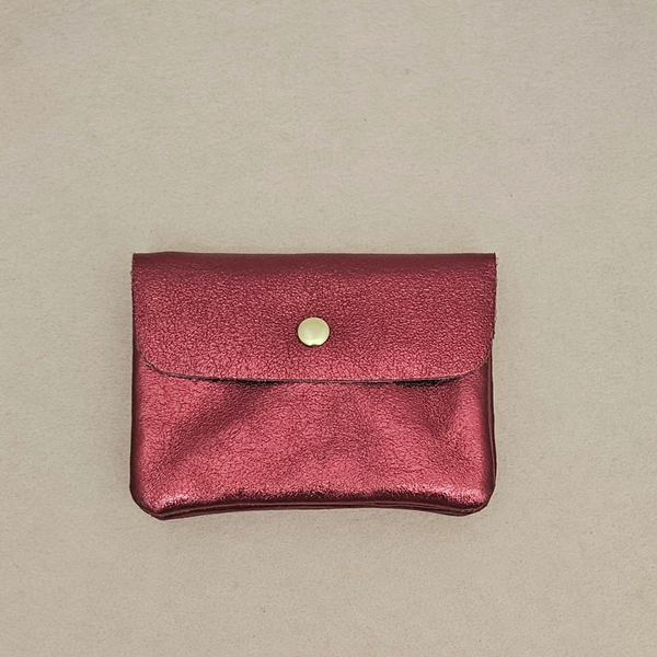 Porte-monnaie cuir vachette métallisé Kangoo: Menthe
