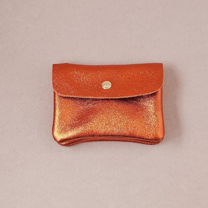 Porte-monnaie cuir vachette métallisé Kangoo: Rose fonçé
