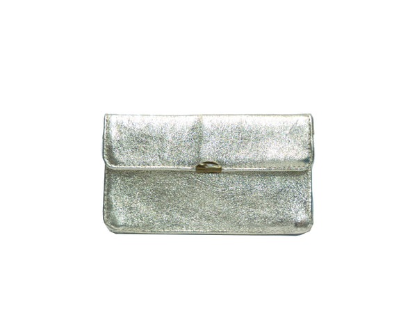 Porte monnaie cuir tout en un compact: Doré