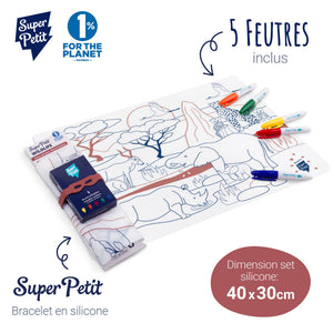 Coloriage éducatif-Set en silicone SAVANE AFRICAINE 5 feutres inclus