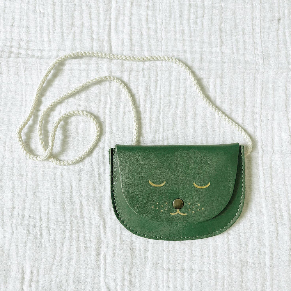 Sac cuir petite fille - modèle chat: Vert