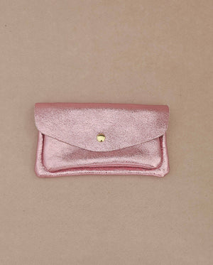 Porte monnaie cuir vachette double poches Kangourou: Doré