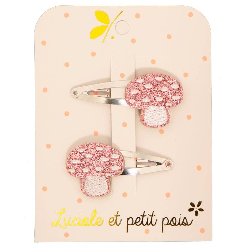 Barrettes champignons framboise (paire)
