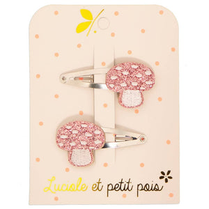 Barrettes champignons framboise (paire)